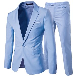 Chaqueta de traje para hombre con pantalón de alta calidad Formal Slim Fit Business Wedding Tuxedo Fashion Best Men Social Dress Suit 2 piezas Set