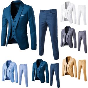 Costume pour hommes Slim 3 pièces Business Wedding Party veste Veste Pantal