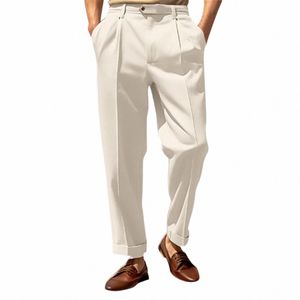 Pantalon de costume pour hommes avec pli et ceinture extensible, coupe classique, vêtements d'extérieur, pantalon chino en mousse à mémoire de forme, 12 chaussettes 34FG #