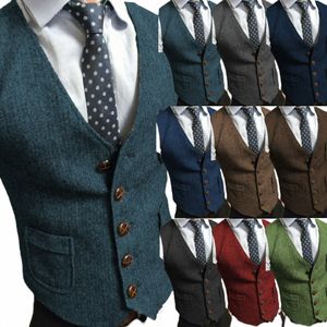 Gilet de costume pour hommes, gilet Herringbe Groomsman, Slim, manches Busin, Steampunk, laine chaude, B282 #