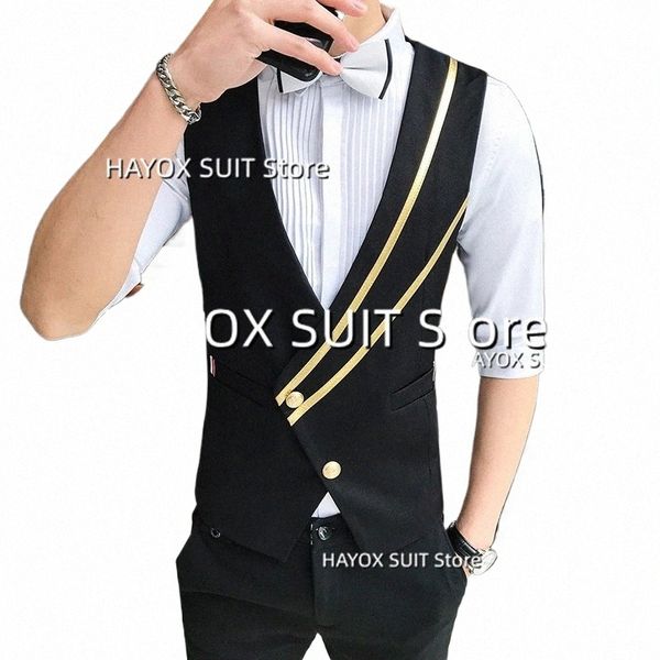 Gilet de costume pour hommes Col en V 2 Butt Fi Slim Fit Chalecos Shop Party Groom Best Man Gilet i4eT #