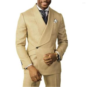 Trajes de hombre 1 botón de lujo chal cuello traje completo (chaqueta pantalones) vestido fiesta noche elegante celebridad conjunto de 2 piezas