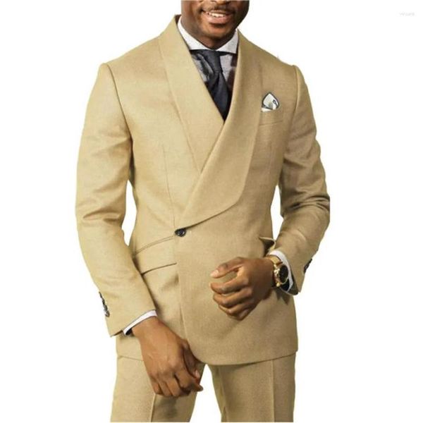 Costumes pour hommes 1 bouton luxe col châle costume complet (veste pantalon) robe soirée élégante célébrité 2 pièces ensemble