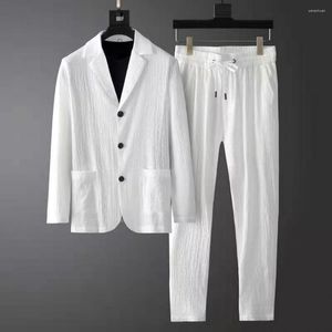 Costumes pour hommes 1 ensemble costume décontracté tenue deux pièces simple boutonnage couleur unie veste taille élastique pantalon pour fête