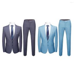 Costumes pour hommes 1 ensemble Suit formel élégant Pantalon Blazer Pantalons à manches longues Pure Couleur simple poitrine