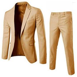 Herenpakken 1 Set Trendy Men passen bij anti -vervorming Formele Turndown Collar Pure Colar Pure Color One Button Daily Wear