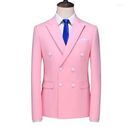 Ternos masculinos 14 cores 6xl marca de alta qualidade boutique moda cor sólida negócios formais blazer masculino trespassado casamento para noivo