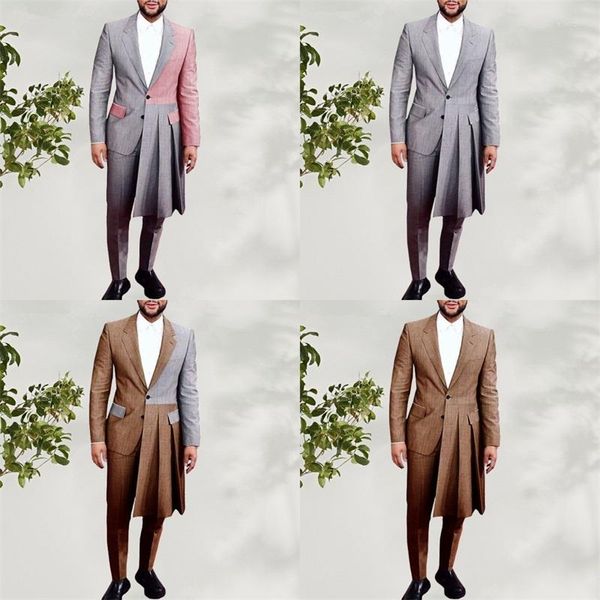 Costumes pour hommes 2 pièces Hommes Style Designs Patchwork Automne Hiver Slim Fit Long Mariage Tuexdos Robe Tuxedos Custome Homme Personnaliser