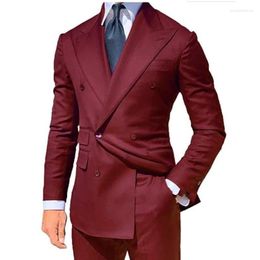 Costumes pour hommes 2022 Élégant Hommes Personnalisé 2 Pièces Double Boutonnage Revers Slim Fit Trajes Para Hom Blazer Pour Le Marié De Mariage