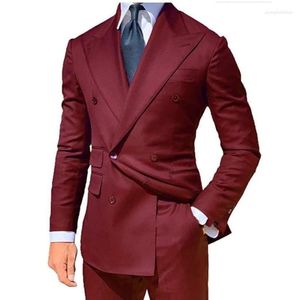 Herenpakken 2022 Elegante heren aangepaste 2 stuks dubbele borsten met dubbele breasted rapel slank fit trajes para hom blazer voor bruiloft bruidegom