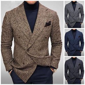 Costumes pour hommes 2022 Style européen et américain vêtements pour hommes bouton Plaid affaires décontracté Shopping à manches longues costume veste pour hommes