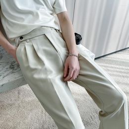Abiti da uomo 2022 Pantaloni da abito bianchi estivi coreani di alta qualità Abbigliamento da uomo Pantaloni da ufficio formali slim fit alla caviglia S-2XL
