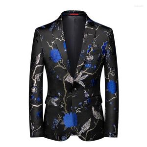 Costumes pour hommes 2022 hommes mode décor or estampage motif costume Performance Banquet affaires décontracté haut de taille mince pour hommes M-6xl G212