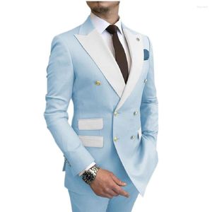 Men's Suits 2022 Men's Slim Fit Double Breasted Lapel Fashion Groom Groomsmen Wedding 2 Piece Set