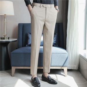 Herenpakken 2022 mannen niet-ijzer stof kleding broek slank recht zwart wit casual pak mannelijke zakelijke kleine voeten
