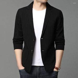 Herenpakken 2022 Stijl Merk Casual Mode Slim Fit Streep Klassieke Pak Mannen Gebreide Vest Jas Koreaanse Blazer Jassen kleding