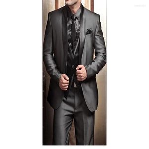 Costumes pour hommes 2022 Tuxedos de mariage pour hommes moderne homme costume gris formel marié smoking hommes veste pantalon cravate gilet