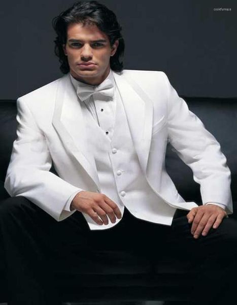 Costumes pour hommes 2023 3 pièces un bouton fête de mariage matin blanc hommes robes de bal marié Tuxedos costume (veste pantalon gilet)