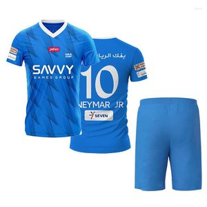 Herenpakken 2023 Al Hillal Blauw Uniform Zomerkleding Kit voor volwassenen en kinderen Aangepaste shirtset