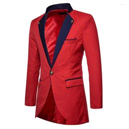 Pakken voor heren 2023 Aankomst Mannelijke Blazer Rood Nieuwste Ontwerp Een Knop Lange Jas Feest Schoolfeest Casual Bruiloft Slipjas Slim Fit 1 Stuk Mode