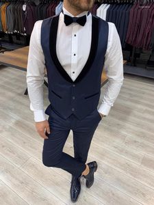 Costumes pour hommes 2023 arrivée trois pièces costume pour hommes coupe ajustée sur mesure un bouton mariage mâle Terno (veste gilet pantalon)