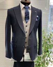 Costumes pour hommes 2023 arrivée mariage hommes costume formel maigre élégant mâle Blazer fête personnalisé smoking 3 pièces Vestidos hommes