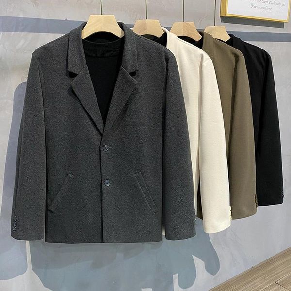 Costumes pour hommes 2023 automne et hiver vent léger costume décontracté Style Hong Kong Version coréenne de la tendance manteau en laine Blazers