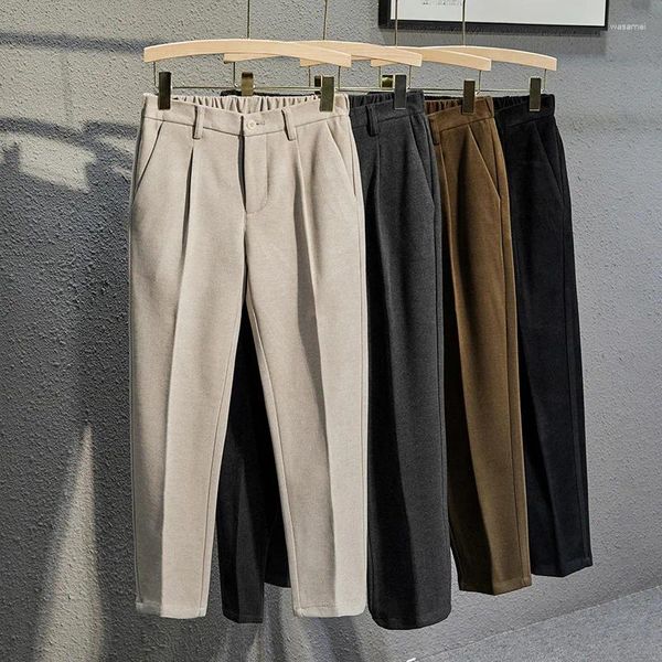 Trajes para hombre, pantalones de lana de otoño e invierno, traje de vestir de negocios informal a la moda, pantalón Social de oficina ajustado, estilo británico E755, 2023