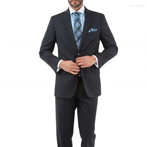 Trajes de hombre 2023 Black Stripe Midnight Premium Slim Fit Mens One Button Peaked Lapel Groom Wear Hombre Tuxedos Party Men Suit