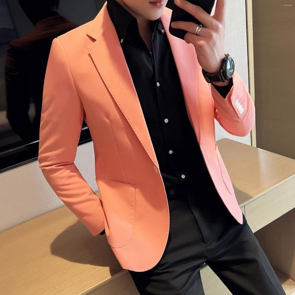 Trajes para hombres 2023 Boutique Business Fashion Gentleman Versión coreana de color sólido Boda Tela elástica Slim Casual Work Host Blazer