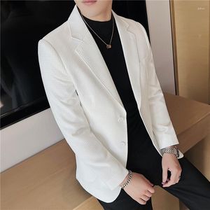 Trajes de hombre 2023 Boutique moda negocios británico Waffle dos granos de un solo pecho atractivo traje masculino textura chaqueta Casual blanco