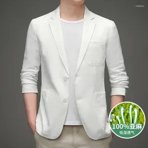 Herenpakken 2023 Boutique Mode Zakelijk Britse stijl Slank Alles Casual Gentleman Koreaanse versie Linnen Ademend Host Blazer