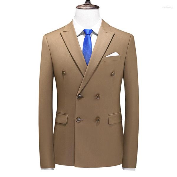 Costumes pour hommes 2023 marque mode hommes Double boutonnage smoking costume d'affaires/homme Slim Fit coréen vêtements décontractés/veste pour hommes Blazers