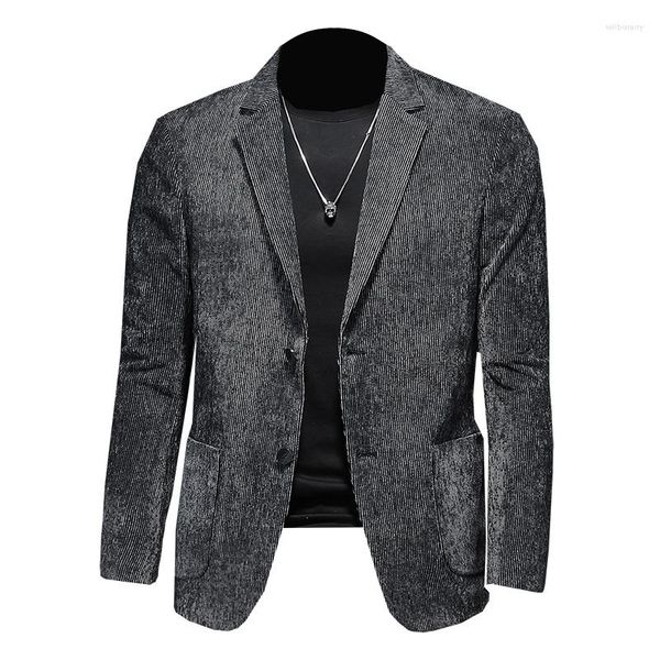 Trajes para hombres 2023, chaquetas de traje para hombres de marca, vestido gris liso y delgado, chaqueta informal de pana a la moda para hombres