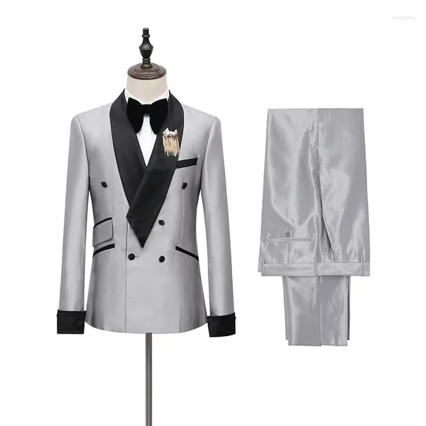 Costumes pour hommes 2023 Marque Hommes Costume De Mariage Ensemble Slim Fit Dîner De Bal Grooms Robe Tuxedo Personnalisé Gris Business Blazer Trendy Homme Veste Pantalon