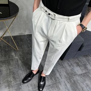 Costumes pour hommes 2023 Chic couleur unie pantalon hommes élégant Slim Fit serré-cheville costume pantalon pour bureau fête hommes robe