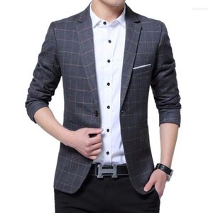 Costumes pour hommes 2023 classique Blazer hommes concepteur Slim Fit coréen mâle Plaid Masculino Tweed bouton décontracté hommes veste