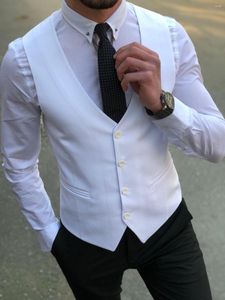 Trajes para hombres 2023 Abrigo Pantalón Diseño Último traje gris Chaleco blanco 3 piezas Slim Fit Traje Homme Mariage Boda por encargo Ropa masculina