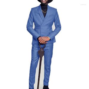 Herenpakken 2023 Kostuum Homme Blue Shawl Rapel Men Pak met riem bruiloft Masculino Terno Tuxedo Slim Fit Groom Prom Blazer 2 stuks