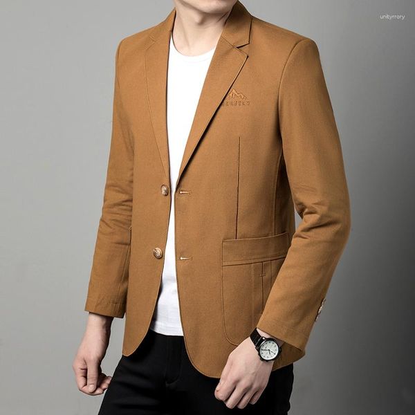 Costumes pour hommes 2023 coton version coréenne mode homme d'affaires présidé le style britannique décontracté mince blazer de mariage