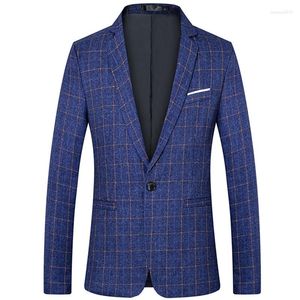 Costumes pour hommes 2023 Fashion Casual Boutique Business Dress Suit / Male Slim Plaid Blazer Jacket Coat