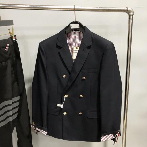 Trajes para hombre 2023, chaqueta Formal de moda para hombre, traje informal británico, chaqueta para hombre, abrigo de lana fino con doble botonadura para primavera y otoño