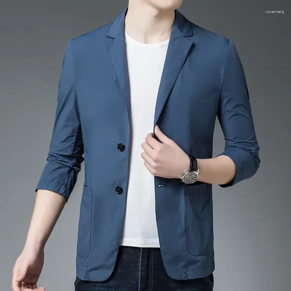 Trajes para hombres 2023 traje atractivo de moda versión coreana de alta calidad ropa de protección solar ajustada cuatro elástico solo Oeste