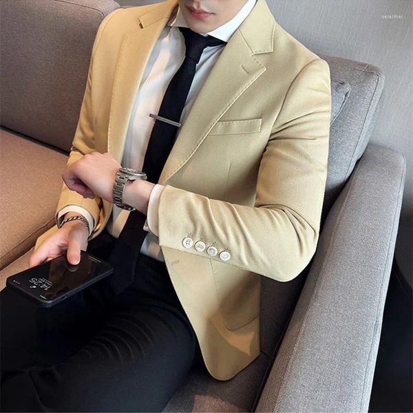 Trajes para hombres 2023 Moda Hombres Blazers Color sólido Manga larga Solapa Slim Blazer Traje Abrigo OutwearChaqueta para ropa Business Tuxedo 3XL