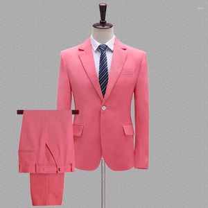 Costumes pour hommes 2023 pour hommes formel rose smoking fait 2 pièces Blazer quatre saisons Slim Fit Hombre Tailcoat (veste pantalon)