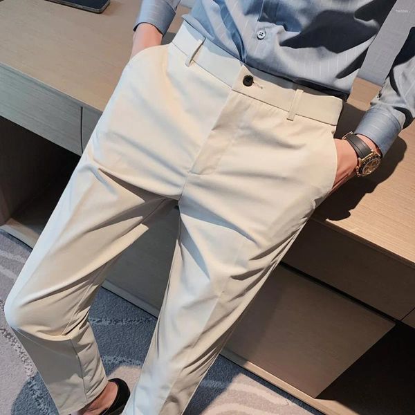 Costumes pour hommes 2023 Pantalon formel de haute qualité Classique Couleur unie Costume d'affaires décontracté Costume Slim Fit élastique