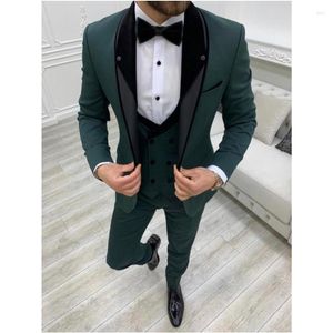 Costumes pour hommes 2023 Vert Hommes 3 Pièces Ensemble Formel Mariage Tuxedos Custom Blazer Slim Fit Groomsmens Porter Robe De Bal Veste Gilet Pantalon