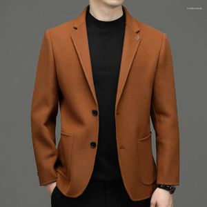 Trajes para hombres 2023 de gama alta de negocios de doble cara de lana juvenil estilo británico Casual Tweed traje cuello versión coreana de la chaqueta occidental