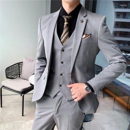 Costumes pour hommes 2023 haute qualité affaires décontracté (costume gilet pantalon) professionnel coupe ajustée marié homme mariage trois pièces robe