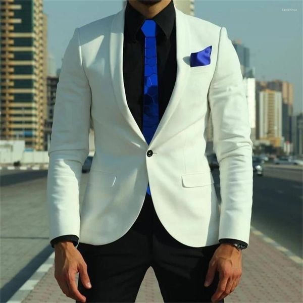 Costumes pour hommes 2023 de haute qualité personnalisé blanc châle revers hommes Western sur mesure mariage smoking marié décontracté 2 pièces ensemble (veste pantalon)